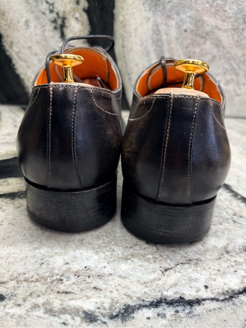 Santoni Fatte a Mano Museum Brown Cap Toe Oxford UK 9.5 US 10.5 Handmade - Picture 8 of 12